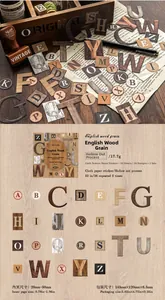 Close-up of vintage alphabet stickers on linen paper with hollow-out design for journaling