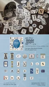 Detail of vintage alphabet stickers with textured paper and delicate hollowed-out process