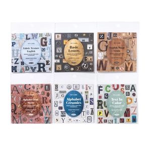 Vintage Alphabet Gallery sticker set with 52 pieces in six unique retro letter styles