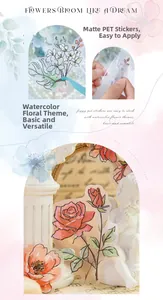 Detail of matte PET floral stickers applied on a white plaster sculpture for DIY