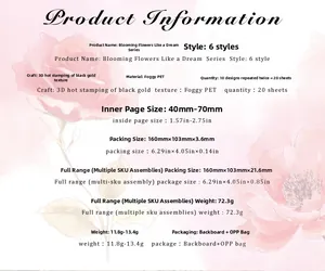 Specifications of Blooming Flowers Like a Dream PET stickers with 3D hot stamping detail