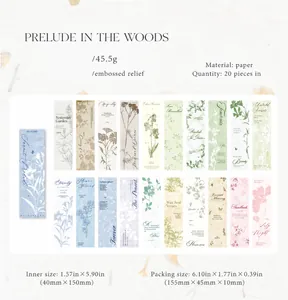 Detailed view of embossed floral bookmarks with vintage motifs and poetry text