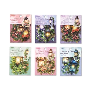 Gothic floral stickers set including 10 pieces of artistic lantern and flower decals