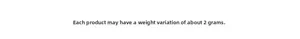Detail note explaining the 2g weight tolerance for these PET laser craft stickers