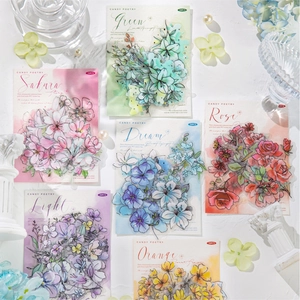 Vintage Watercolor Floral PET Stickers For Journaling Scrapbooking Dreaming Flowers Series Decorative DIY Art Craft Supplies