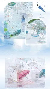 Macro view of 3D silver laser umbrella stickers with rainbow holographic reflection
