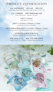 Detail of PET stickers with 3D laser silver finish and rainy day umbrella illustrations