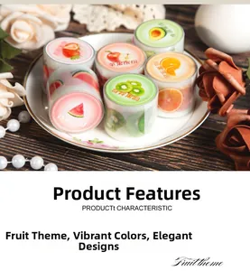 Detail of fruit themed PET tape featuring realistic apple and watermelon patterns for journaling