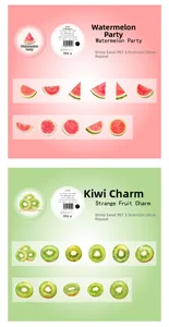 Detailed view of watermelon and kiwi glitter PET tape for summer DIY scrapbooking
