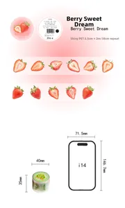 Macro detail of Berry Sweet Dream glitter PET tape with strawberry patterns for DIY