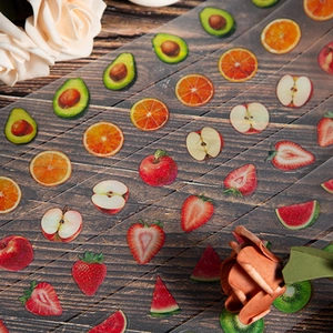 Fruit Theme Shimmer PET Decorative Tape For Scrapbooking DIY Journaling Multi Fruit Pattern Transparent Masking Tape