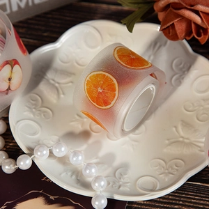 Translucent PET fruit tape with orange and apple patterns for DIY scrapbooking decor