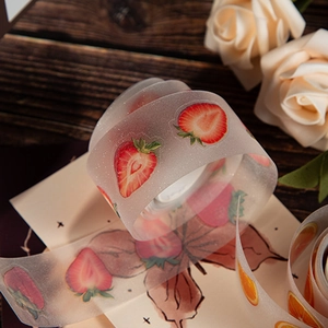 Summer fruit theme PET glitter decorative tape with strawberry and orange patterns