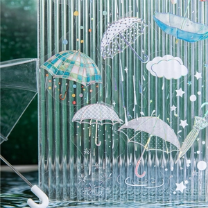 Dreamy umbrella theme PET stickers with iridescent laser effect for DIY journaling