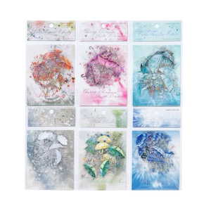 Waterproof PET stickers set featuring cartoon umbrellas and floral watercolor designs