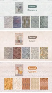 Gedetailleerde muurtextuur stickers in bluestone, grind en quadrel stijl voor scrapbooking