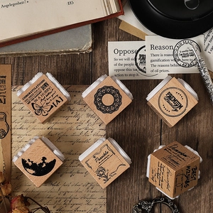 Vintage Holzstempel Set mit 6 floralen Motiven für DIY Scrapbooking und Dekoration