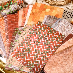 Autocollants décoratifs rétro avec textures de briques et pierres pour scrapbooking