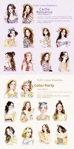 Detailed close-up of 10-piece laser-cut girl stickers for DIY journaling decoration