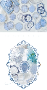 Λεπτομέρεια από δαντελωτό χαρτί Blue Misty Dream με κενά περιγράμματα για λεύκωμα