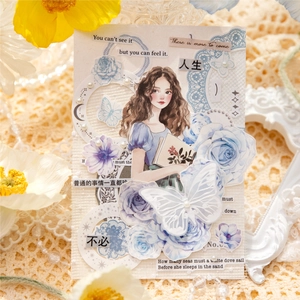 Vintage Girl Character Stickers White Kraft Paper Decorative Decals For DIY Scrapbooking Journaling Planner Stationery Material