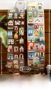 Detail of die-cut decorative washi tape featuring European vintage architecture designs