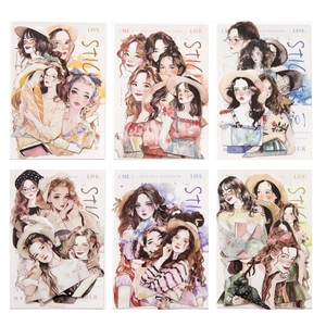 DIY decorative stickers with aesthetic girl illustrations for journaling and crafts