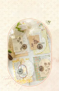 Close-up of vintage floral material paper with rose patterns and musical scores