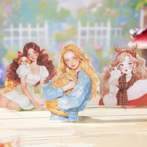 Mädchen und Haustier PET-Aufkleber für DIY-Scrapbooking mit süßen Mädchen-Illustrationen