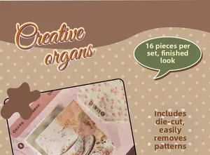Dettagli di carta scrapbooking vintage con motivi di fiori e tazze pre-tagliati
