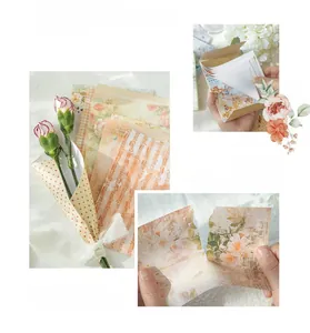 Close-up of vintage flower and music score scrapbook papers with torn edge detail