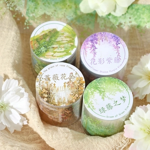 Dark Phantom Nature Series PET tape set featuring moss, wisteria, and rose floral designs