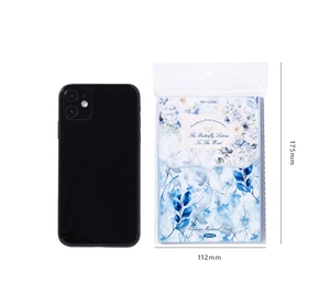 Detailed view of 50pcs floral butterfly scrapbooking paper set with size measurements