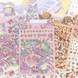 Capybara themed miniature scenery stickers for creative journaling and scrapbooking