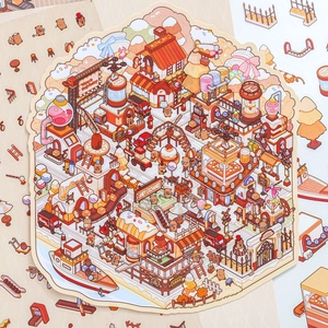 Creative Candy Factory theme scrapbooking stickers with cute bears and chocolate factory scenes