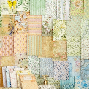 Vintage floral scrapbooking paper set with diverse patterns for DIY journal decoration