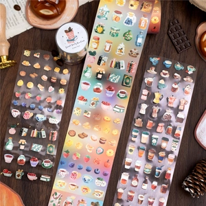Small Daily Routine aesthetic washi tape set featuring watercolor food and coffee illustrations