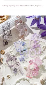 French vintage PET stickers featuring floral motifs and lace frames on a decorative plate