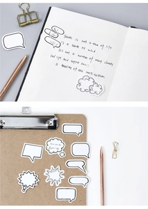 Creatieve zwart-wit tekstballon stickers voor DIY scrapbooking en dagboek decor