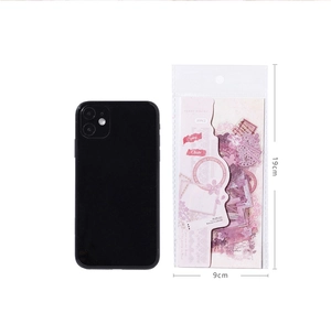 Macro shot of 10PCS vintage pink PET floral stickers with transparent DIY scrapbook material