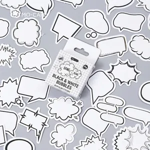 Zwart en Wit Tekstballon Dialoogvenster Stickers Voor DIY Journal Scrapbooking Notitieboek Decoratieve Etiket Stickers