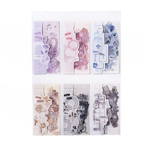 Set of 6 packs of vintage PET decorative stickers for journaling and DIY scrapbooking