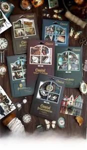 Retro DIY scrapbooking cardstock with butterfly theme and vintage window hollow box design