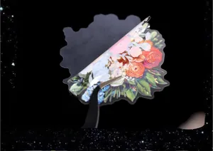 Macro view of vintage floral PET stickers showing the adhesive backing and ease of use