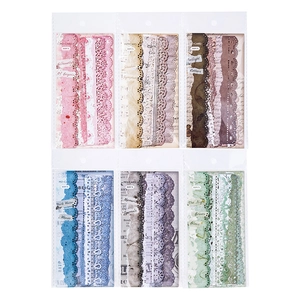 6-set retro lace material paper stickers for DIY scrapbooking with various hollow designs