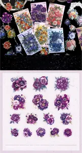 Detailed PET sticker with Misty Iris floral theme and metallic shell light finish