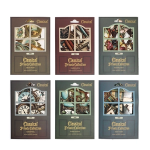 Classical Private Collection vintage paper cards set with six retro themes for DIY journaling