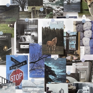 Aesthetic collage of nature-themed decorative cards with motivational English phrases