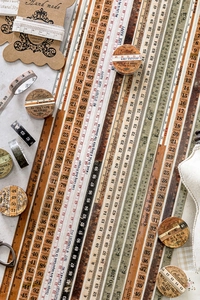 Macro della collezione di nastri washi vintage con design di righelli antichi