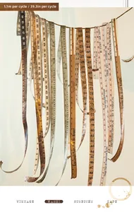 Detail of vintage measuring tape washi tape with 1m cycle length for journaling decor